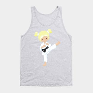 Karate Girl, Cute Girl, Blonde Hair, Black Belt Tank Top